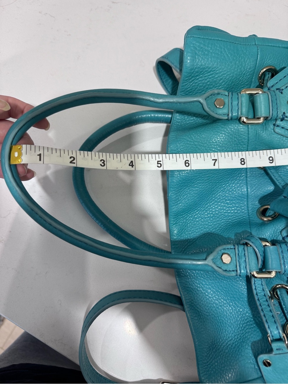 Marc by Marc Jacobs Classic Q Drawstring Leather Hobo Satchel Purse – Teal - Picture 12 of 16